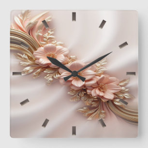 Elegante reloj de pared floral de color Naranja