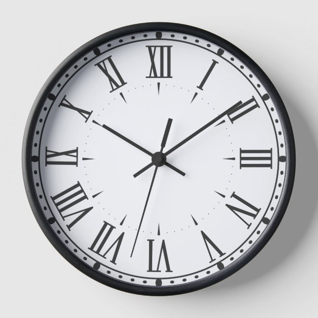 Elegante reloj de pared numérico romano ⏳ blanco y (Anverso)