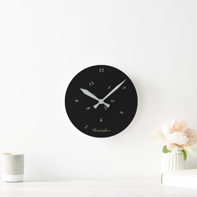 Elegante reloj de pared redondo de acrílico negro  (Hogar)