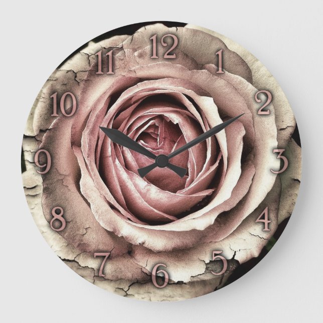 Elegante reloj de pared rosa vintage (Anverso)