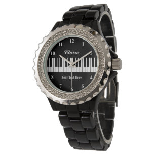 Elegante reloj de piano blanco y negro para las mu