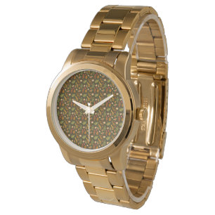 Elegante reloj de pulsera de patrón de hoja verde