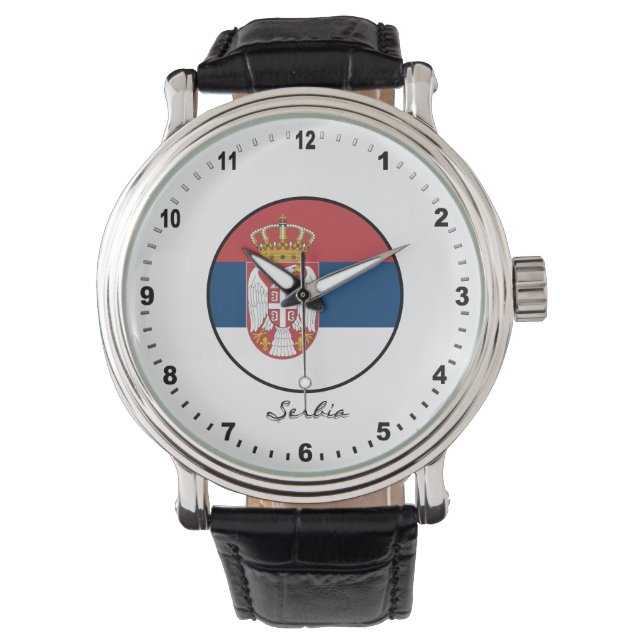 Elegante reloj serbio y bandera serbia (Anverso)