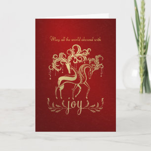 Elegante reno Faux Gold Relieve metalizado Navidad