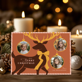 Elegante reno Tarjeta de 3 Navidades de fotos