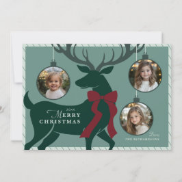 Elegante reno Tarjeta de 3 Navidades de fotos