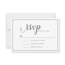 Elegante respuesta de boda blanca gris moderna