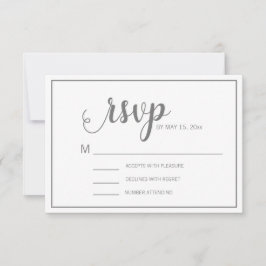 Elegante respuesta de boda blanca gris moderna