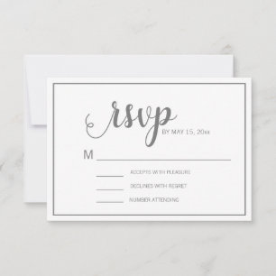 Elegante respuesta de boda blanca gris moderna