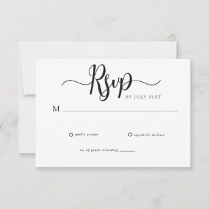 Elegante respuesta de boda con letra simple
