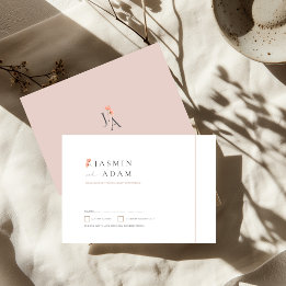 Elegante respuesta de boda con monograma floral de
