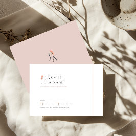 Elegante respuesta de boda con monograma floral de