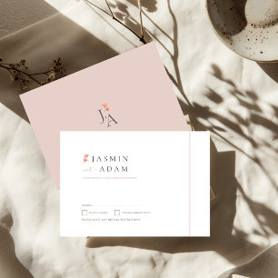 Elegante respuesta de boda con monograma floral de