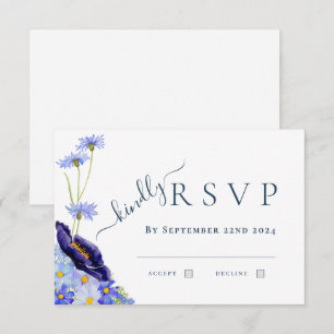 Elegante Respuesta de Boda de Flor Silvestre Azul