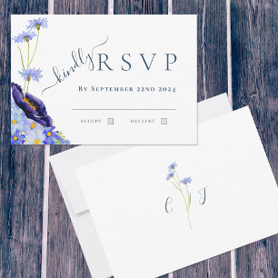 Elegante Respuesta de Boda de Flor Silvestre Azul