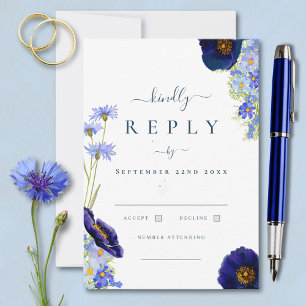 Elegante respuesta de boda floral azul de verano