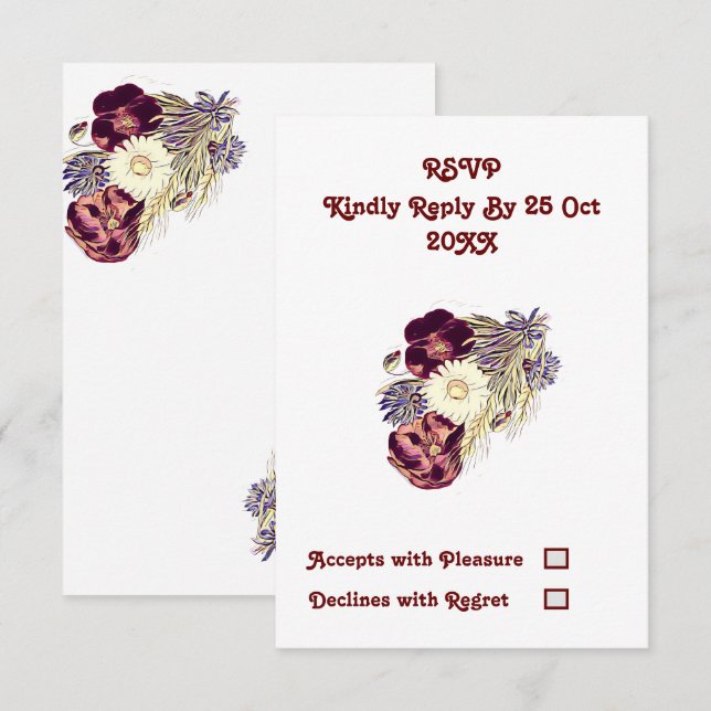 Elegante respuesta de boda floral rústica de morer (Anverso / Reverso)