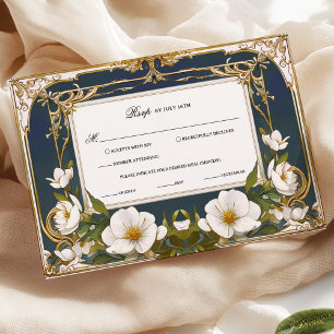Elegante respuesta de boda vintage azul marino y d
