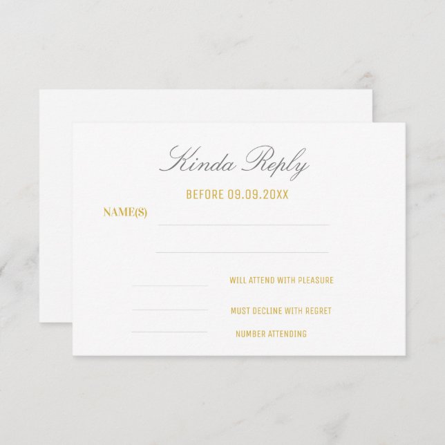 Elegante respuesta de cumpleaños blanco y oro (Anverso / Reverso)