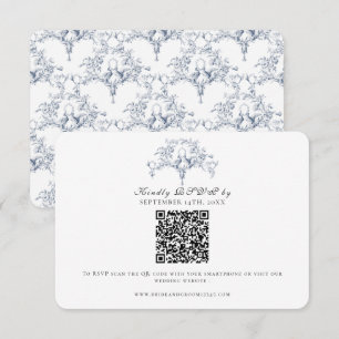 Elegante respuesta de RSVP Azul Marino y Blanco To