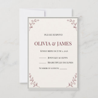 Elegante respuesta de RSVP para boda de juzgado de