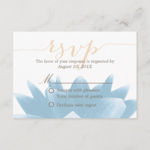 Elegante respuesta RSVP de Boda Floral Blue Lotus