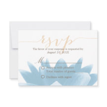 Elegante respuesta RSVP de Boda Floral Blue Lotus