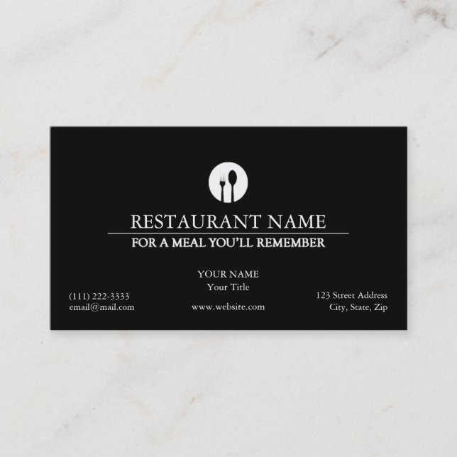 Elegante restaurante - Tarjeta de visita (Anverso)