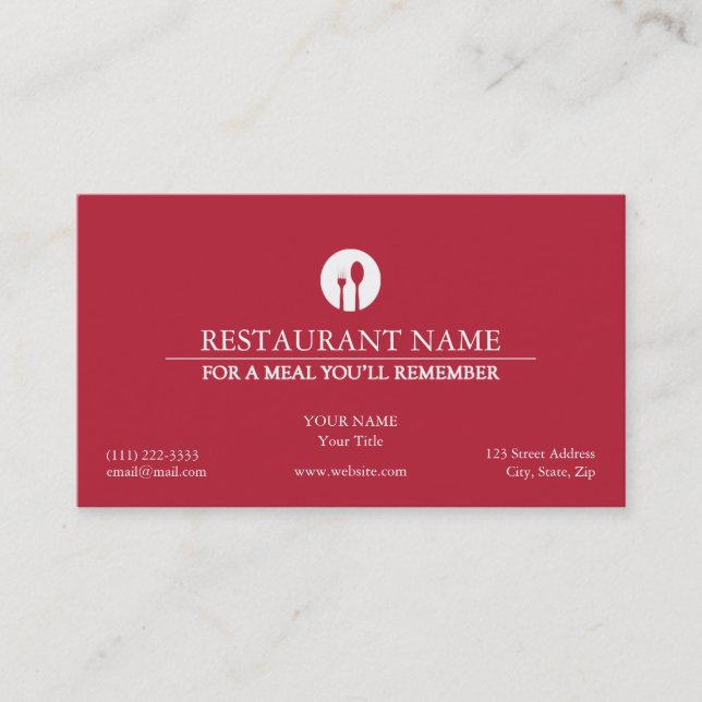 Elegante restaurante - Tarjeta de visita (Anverso)