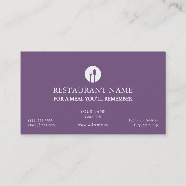 Elegante restaurante - Tarjeta de visita (Anverso)