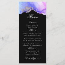 Elegante Resumen Amethyst Menú Boda Negro