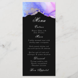 Elegante Resumen Amethyst Menú Boda Negro