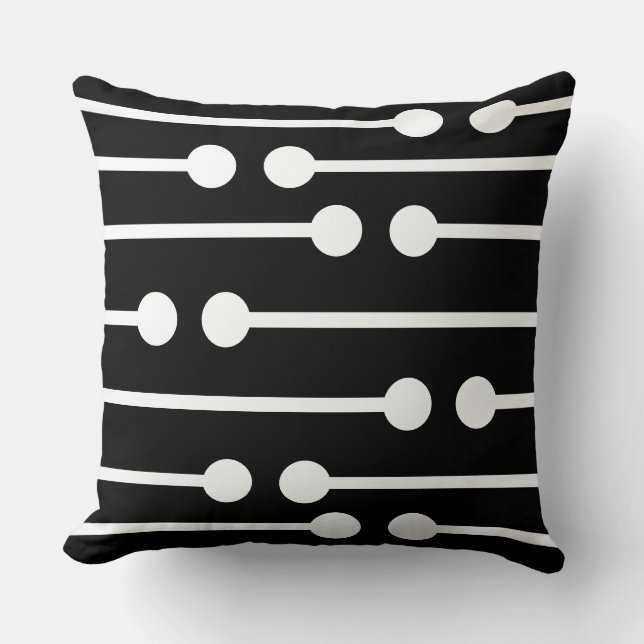 Elegante Resumen Cojín decorativo blanco y negro (Anverso)