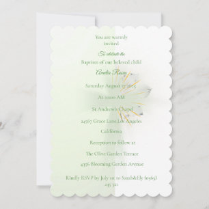Elegante Resumen Invitación al Bautismo de Cruz Fl
