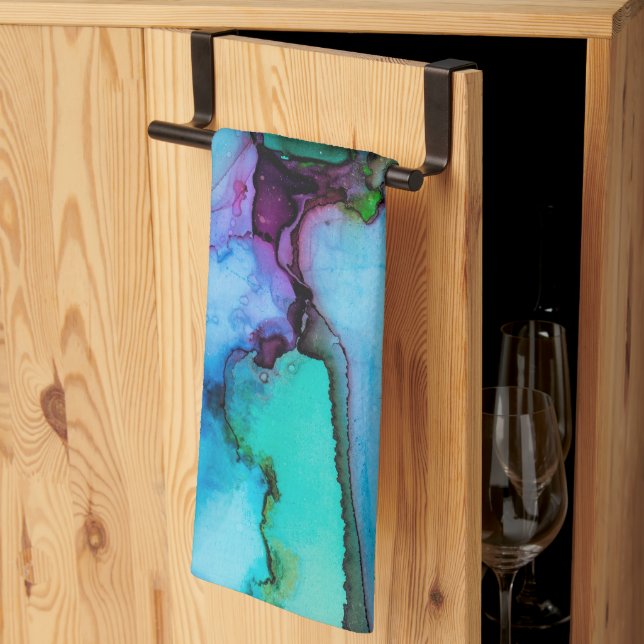 Elegante Resumen marbel oscuro toalla de cocina (Pliegue de tercios)