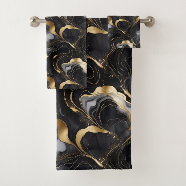 Elegante Resumen Marbleized Black, Gold and White (In situ)
