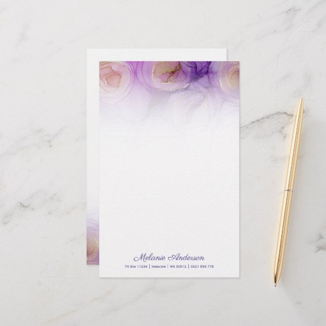 Elegante resumen Rosas morados papel de escritorio (Anverso/Reverso In Situ)