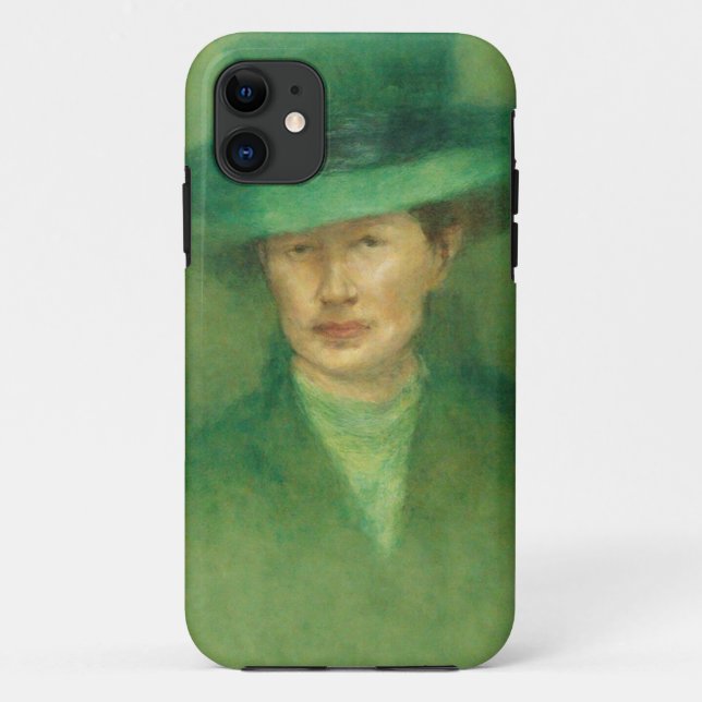 Elegante retrato verde arte Funda móvil (Reverso)