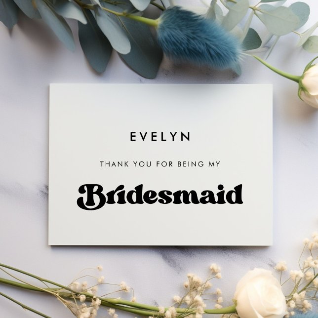 Elegante retro Bridesmaid tarjeta de texto de agra (Subido por el creador)