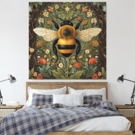 Elegante retro bumblebee boho arte floral botánico
