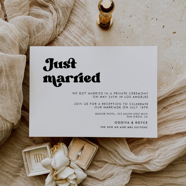 Elegante retro negro y blanco Tarjeta de recién ca (Subido por el creador)