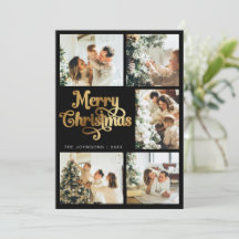 Elegante retro negro y oro Feliz Navidad