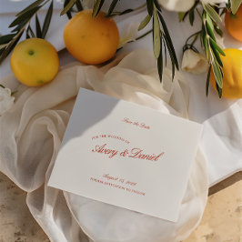 Elegante Retro Rojo & Marfil Guardar la tarjeta de