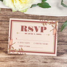 Elegante Retro Rubor Floral Wedding Tarjeta RSVP