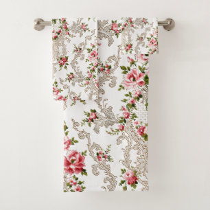 Elegante Rococo de fondo floral-blanco