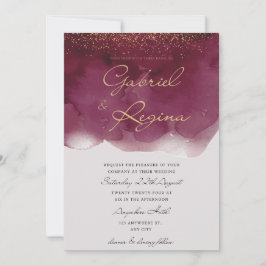Elegante rojo | invitación clásica de color de agu
