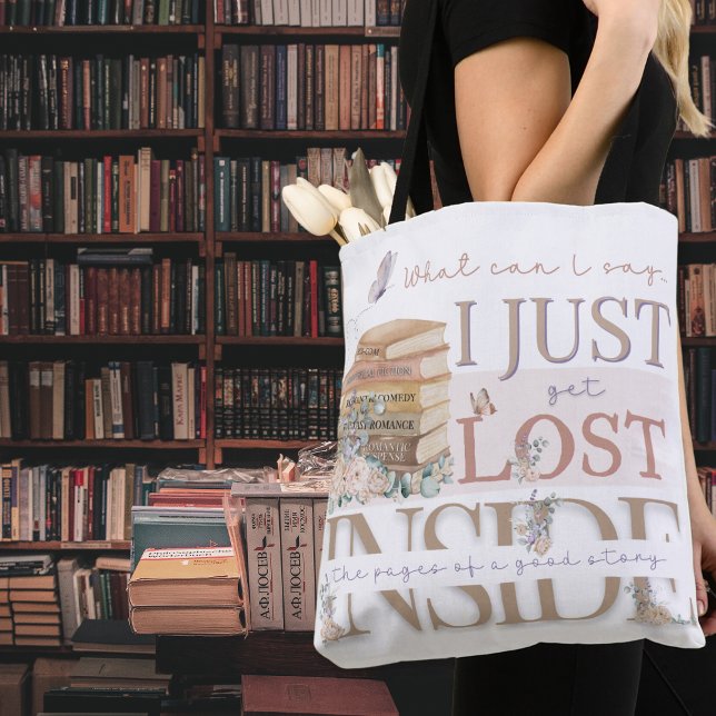 Elegante Romance Bookish Book Club Leyendo Bolsa D (Elegant romance bookish theme lost in the pages of a good story tote bag for book clubs or authors)