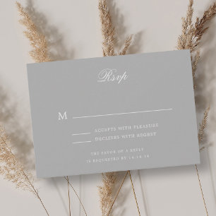 Elegante Romántica boda clásica RSVP Plata Gris
