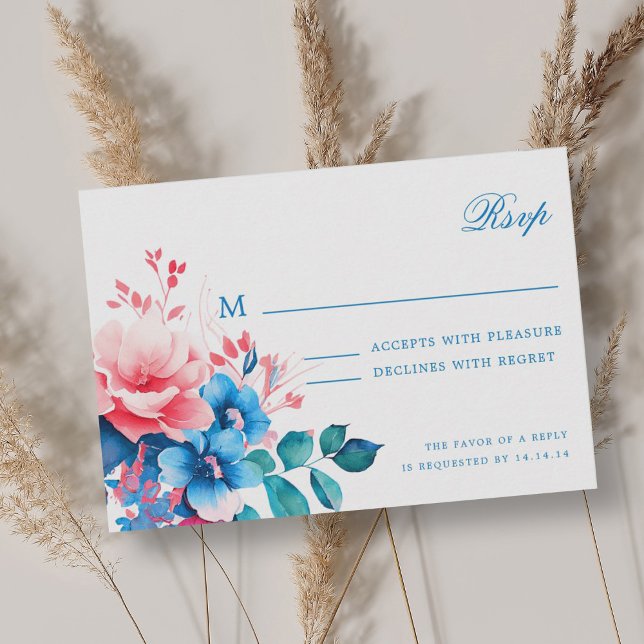 Elegante Romántica Boda de Guión Floral RSVP (Subido por el creador)