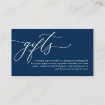 Elegante romántico, azul marino, nota sobre regalo